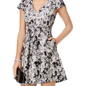 Gray Metallic Floral Dress